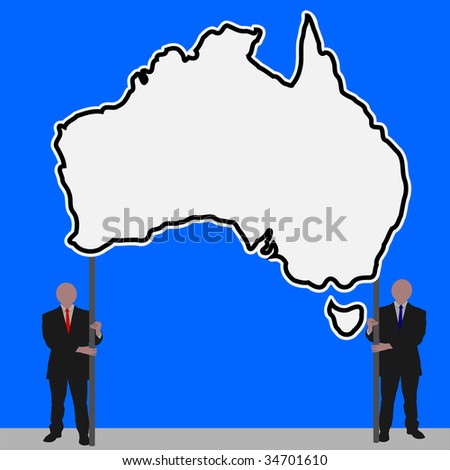 Business men with Australia map sign with blue sky illustration JPEG
