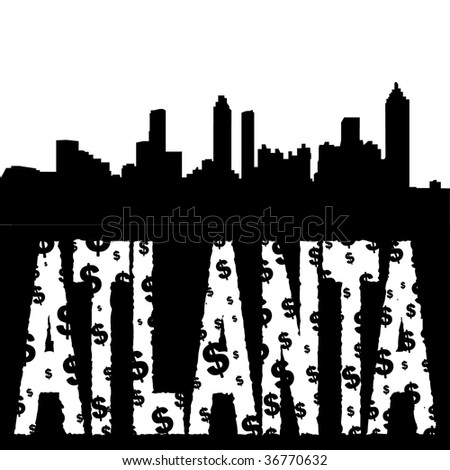 Atlanta skyline with grunge dollar