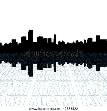 new york skyline outline. stock vector : Miami skyline