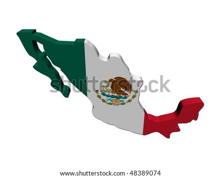 stock photo : Mexico map flag