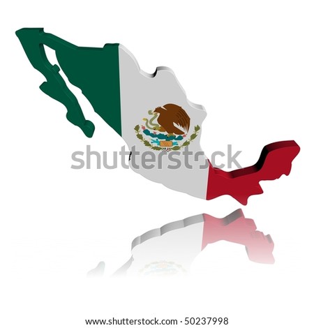 mexico map flag. stock photo : Mexico map flag