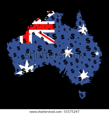 Australia map flag with dollar symbol grunge effect illustration JPEG