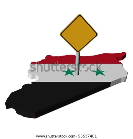 sign on Syria map flag