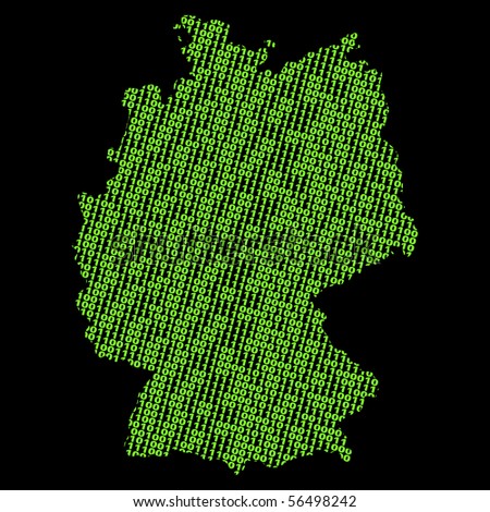 Germany map with green binary code illustration JPEG