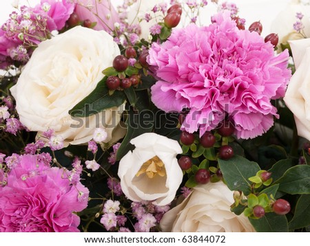 closeup shot of colorful rose tulip and rose bouquet