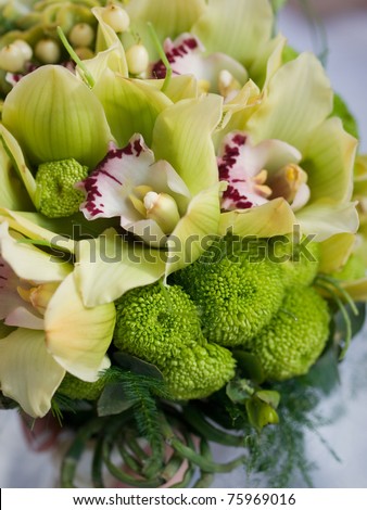 wedding bouquet of green flowers