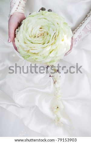 white wedding bouquet in form of big rose