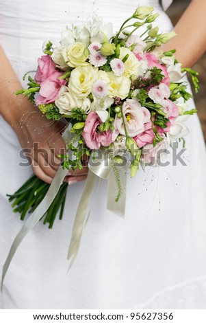 stock photo wedding bouquet of white and pink flowers