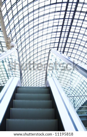 Escalator in shopping center, Moscow, GUM, Russia