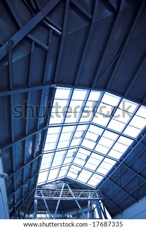 Blue ceiling inside modern office