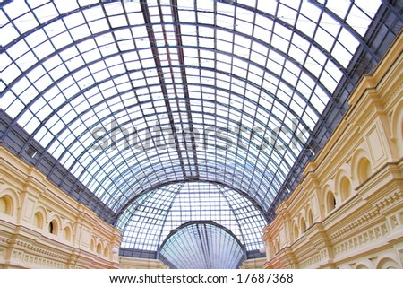 High ceiling, interior in  GUM in Moscow,Russia