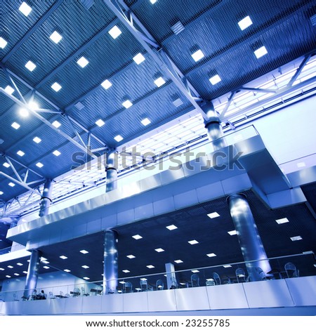 ceiling with lights in office centre
