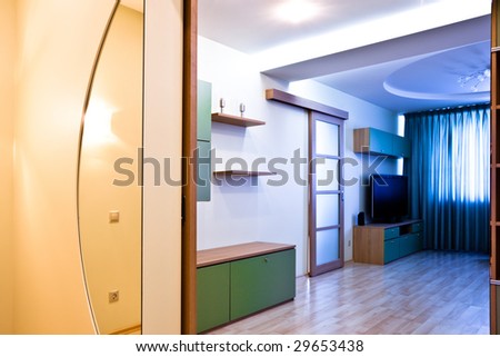 Hall with mirror and enter to living room