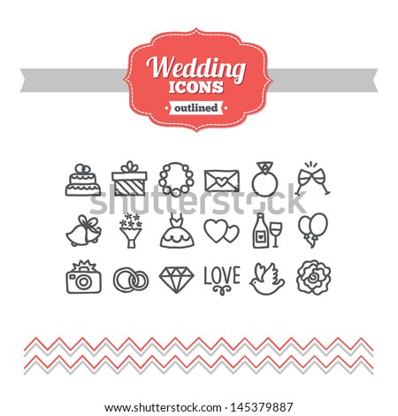 Set of hand drawn wedding icons Set of hand drawn wedding icons