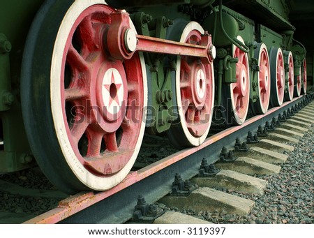 Locomotive wheels of an old steam engine