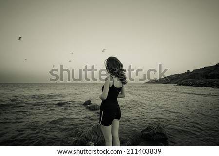 alone woman on beach