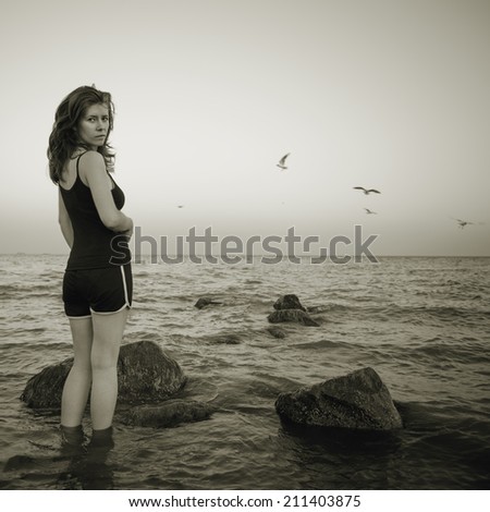 alone woman on beach