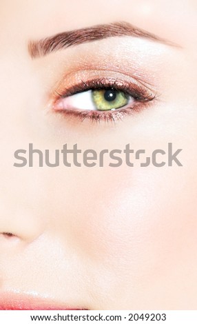 pink eye and makeup. brown and pink make-up