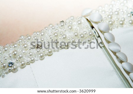 stock photo White beautiful wedding dress pearl and crystal beading 