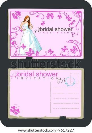 stock vector grunge vintage invitation for bridal shower with bride 