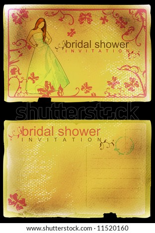 stock photo grunge vintage invitation for bridal shower with bride