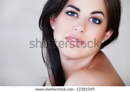 stock photo beautiful woman with brown hair natural makeup and soft