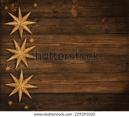 Christmas Wooden Background, Snowflake Stars Decoration, Brown Wood Board, Xmas Decorative Holiday Texture