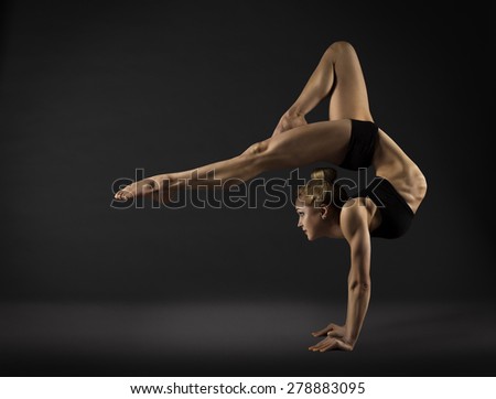 Acrobat Performer, Circus Woman Hand Stand, Gymnastics Back Bend Pose