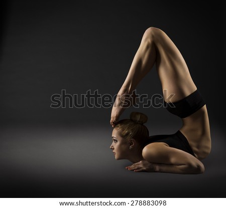 Back Bending, Woman Bowing Stretch Arch, Gymnastics Acrobat in Backbend Exercising Pose