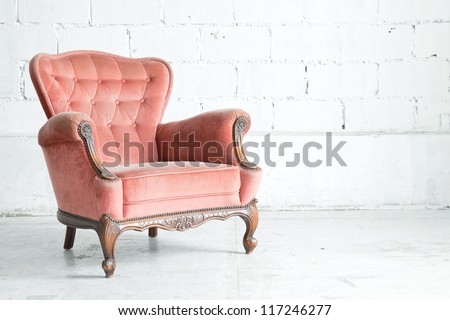Pink classical style Armchair sofa couch in vintage room