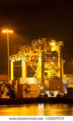 Mobility Crane car in commercial container cardo port for shipping