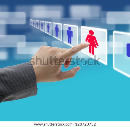 hand push woman workforce for recruitment concept