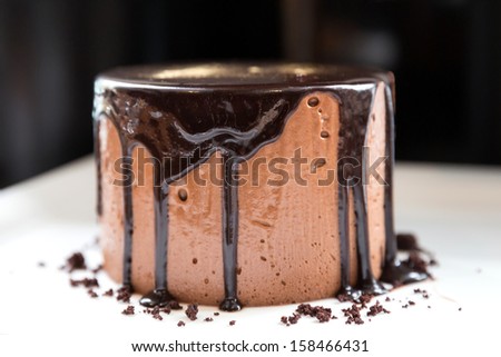 Chocolate mousse Lava Cake on white dish