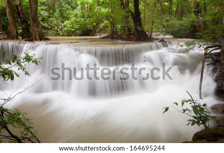 Water flowing in Tropical Waterfall Thailand