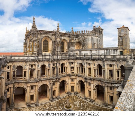 Panorama of Knights of the Templar Convents of Christ Tomar, Lisbon Portugal