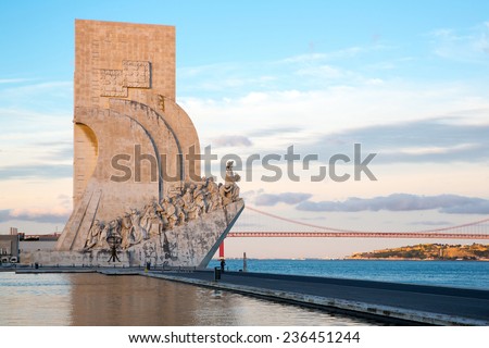 monument to the discoveries Lisbon Portugal at dusk