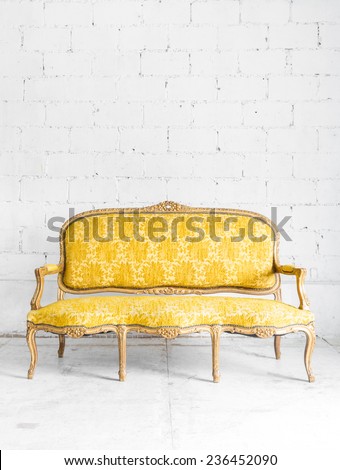 Yellow classical style Armchair sofa couch in vintage room