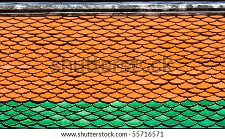 Temple Roof Tiles Pattern in Thailand