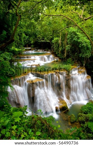 Huay Mae Khamin, Waterfall in Deep Forest of Thailand