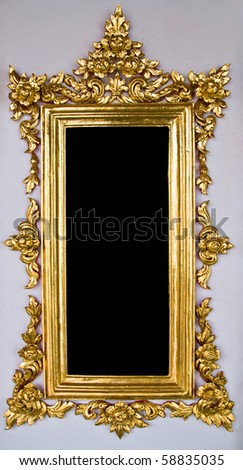 Vertical Traditional Thai Chinese Golden Empty Frame