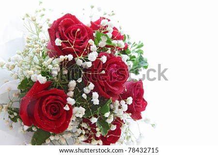 rose bouquet isolated on white using in wedding or any greeting ceremony side perspective