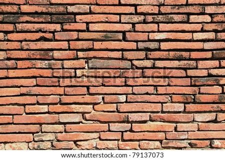 vintage red brick wall background from temple wall