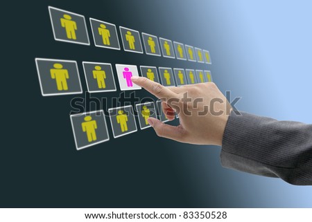 electronic business recruitment process for workforce human resource concept (selective focus on main screen)