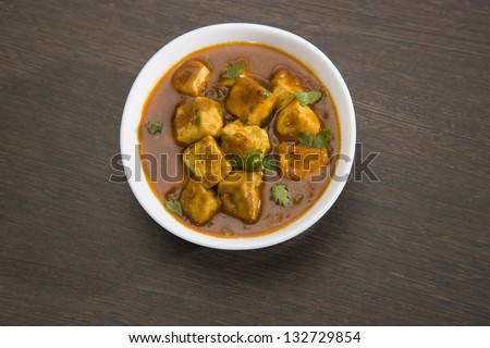 Cheese Cooked  in a Creamy Sauce, Indian Dish
