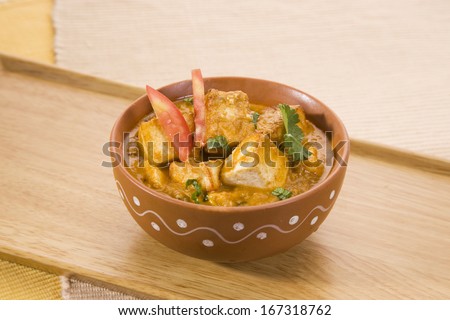 Cheese Cooked in a Creamy Sauce or Paneer Butter Masala, Indian Dish