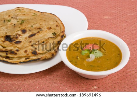 Dal Makhani with Paratha or Indian Bread, Indian Food