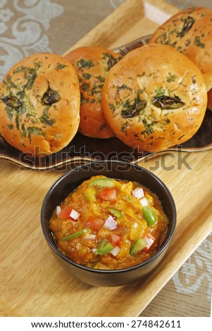 spicy bread with Bhaji - Indian Spicy Food