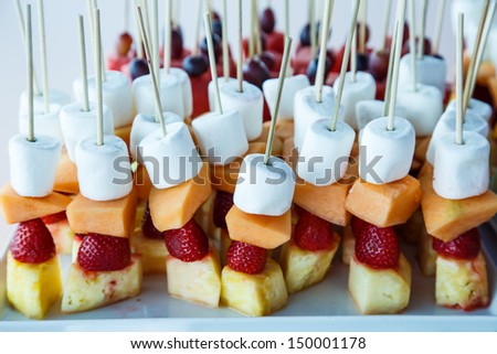 Dessert treats of fresh fruit and marshmallow
