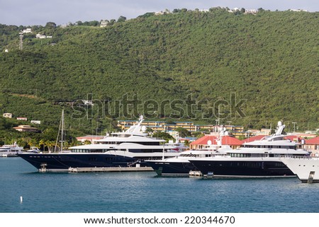 Huge Luxury Yachts Docked at St Thomas
