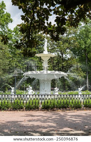 Beautiful old fountain in Forsyth Park in Savannah, Georgia